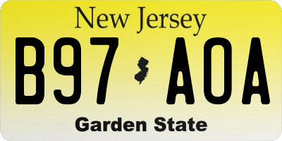 NJ license plate B97AOA