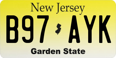 NJ license plate B97AYK