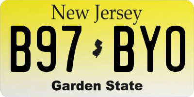 NJ license plate B97BYO