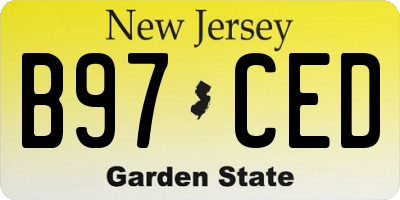 NJ license plate B97CED
