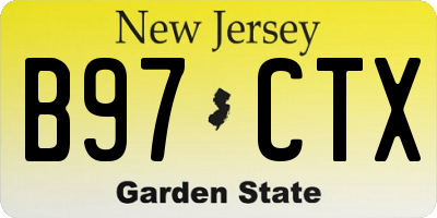 NJ license plate B97CTX