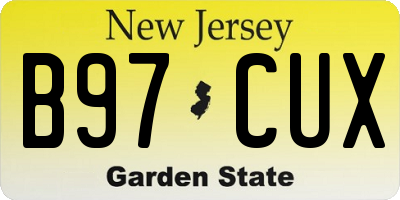 NJ license plate B97CUX