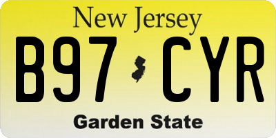 NJ license plate B97CYR