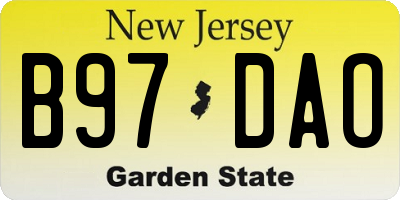 NJ license plate B97DAO