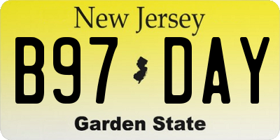 NJ license plate B97DAY
