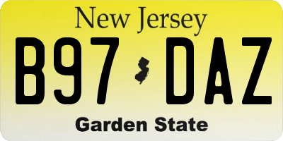 NJ license plate B97DAZ