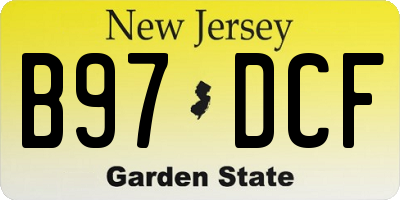 NJ license plate B97DCF