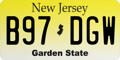 NJ license plate B97DGW