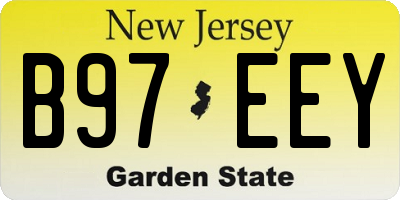 NJ license plate B97EEY