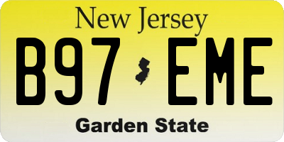 NJ license plate B97EME