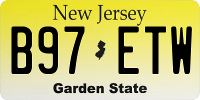 NJ license plate B97ETW