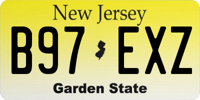 NJ license plate B97EXZ