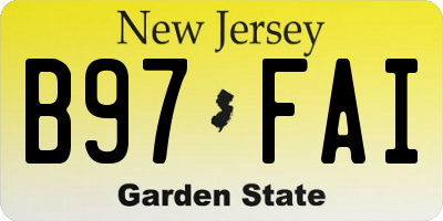 NJ license plate B97FAI