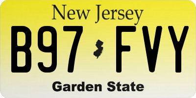 NJ license plate B97FVY