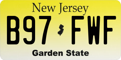 NJ license plate B97FWF