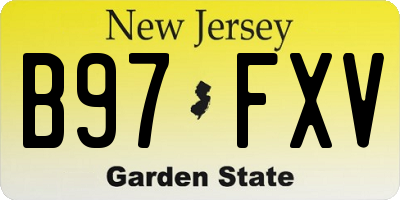 NJ license plate B97FXV