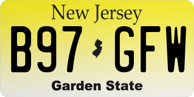 NJ license plate B97GFW