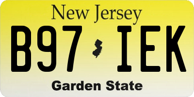 NJ license plate B97IEK