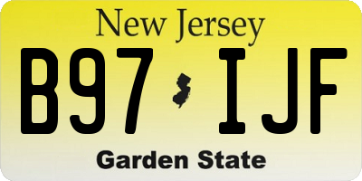 NJ license plate B97IJF