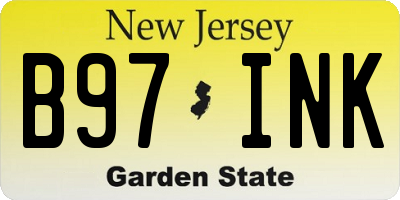 NJ license plate B97INK