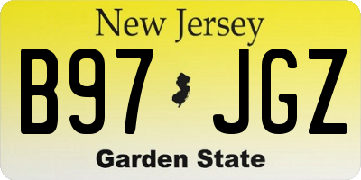 NJ license plate B97JGZ