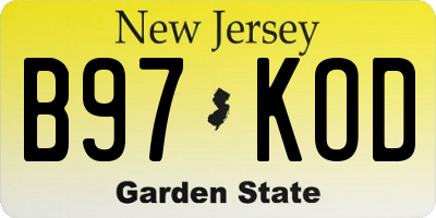 NJ license plate B97KOD