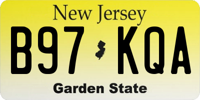 NJ license plate B97KQA