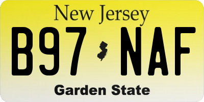 NJ license plate B97NAF