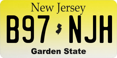 NJ license plate B97NJH