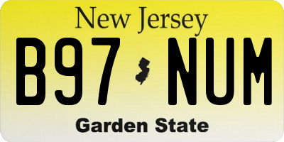NJ license plate B97NUM