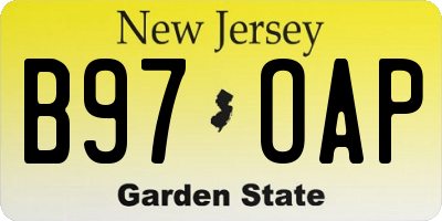 NJ license plate B97OAP