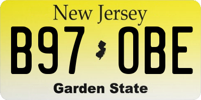 NJ license plate B97OBE