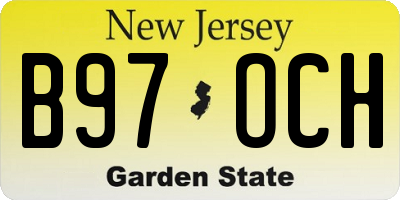 NJ license plate B97OCH