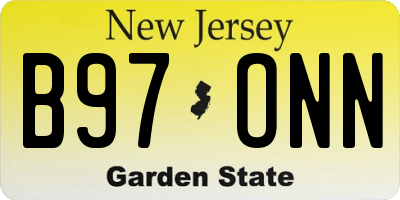 NJ license plate B97ONN