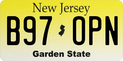NJ license plate B97OPN