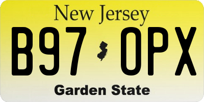 NJ license plate B97OPX