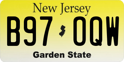 NJ license plate B97OQW