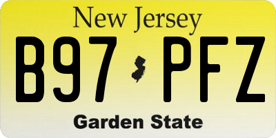 NJ license plate B97PFZ