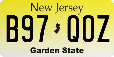 NJ license plate B97QOZ
