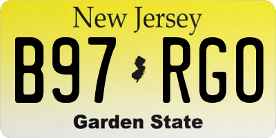 NJ license plate B97RGO
