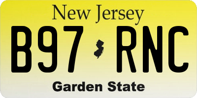 NJ license plate B97RNC