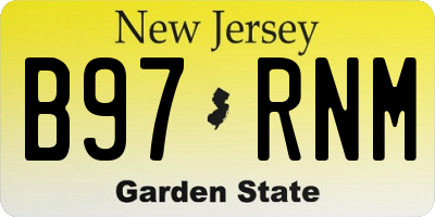 NJ license plate B97RNM
