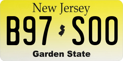 NJ license plate B97SOO