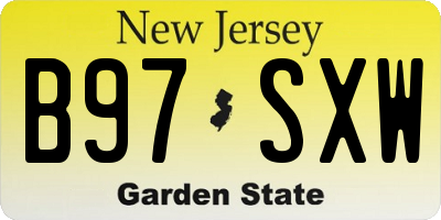 NJ license plate B97SXW