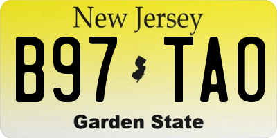 NJ license plate B97TAO