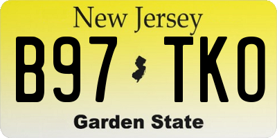 NJ license plate B97TKO