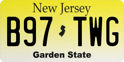 NJ license plate B97TWG