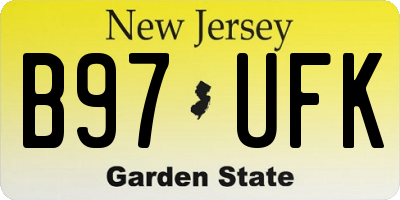 NJ license plate B97UFK