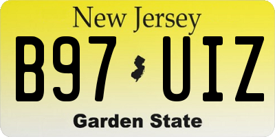 NJ license plate B97UIZ