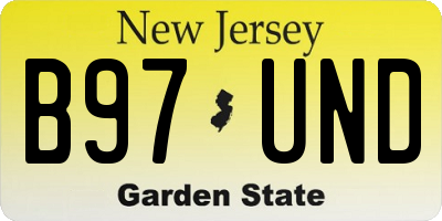 NJ license plate B97UND